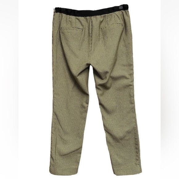 ZARA Pants Womens Large Yellow Black Checkered Trousers Ankle Pockets - Picture 2 of 8